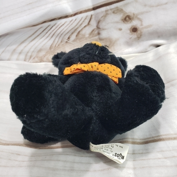 Vintage Russ Shadow Black Cat Halloween 8" Plush Stuffed Animal #176 Green Eyes - Picture 4 of 8